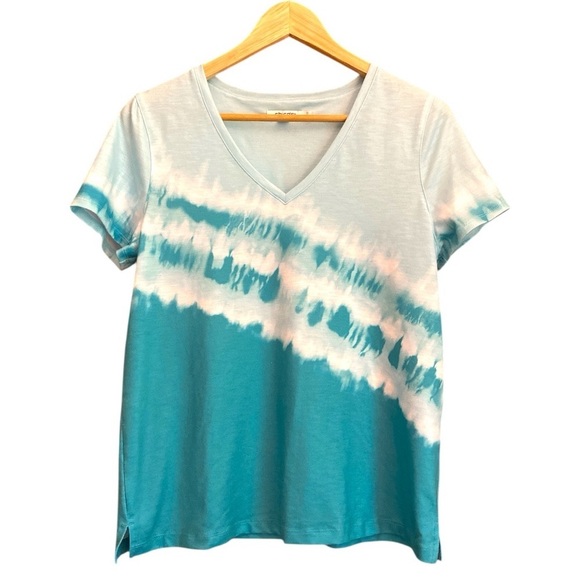 Chico's Women's Zenergy Tie-Dye V-Neck Tee in Teal Size S/M - Picture 1 of 7